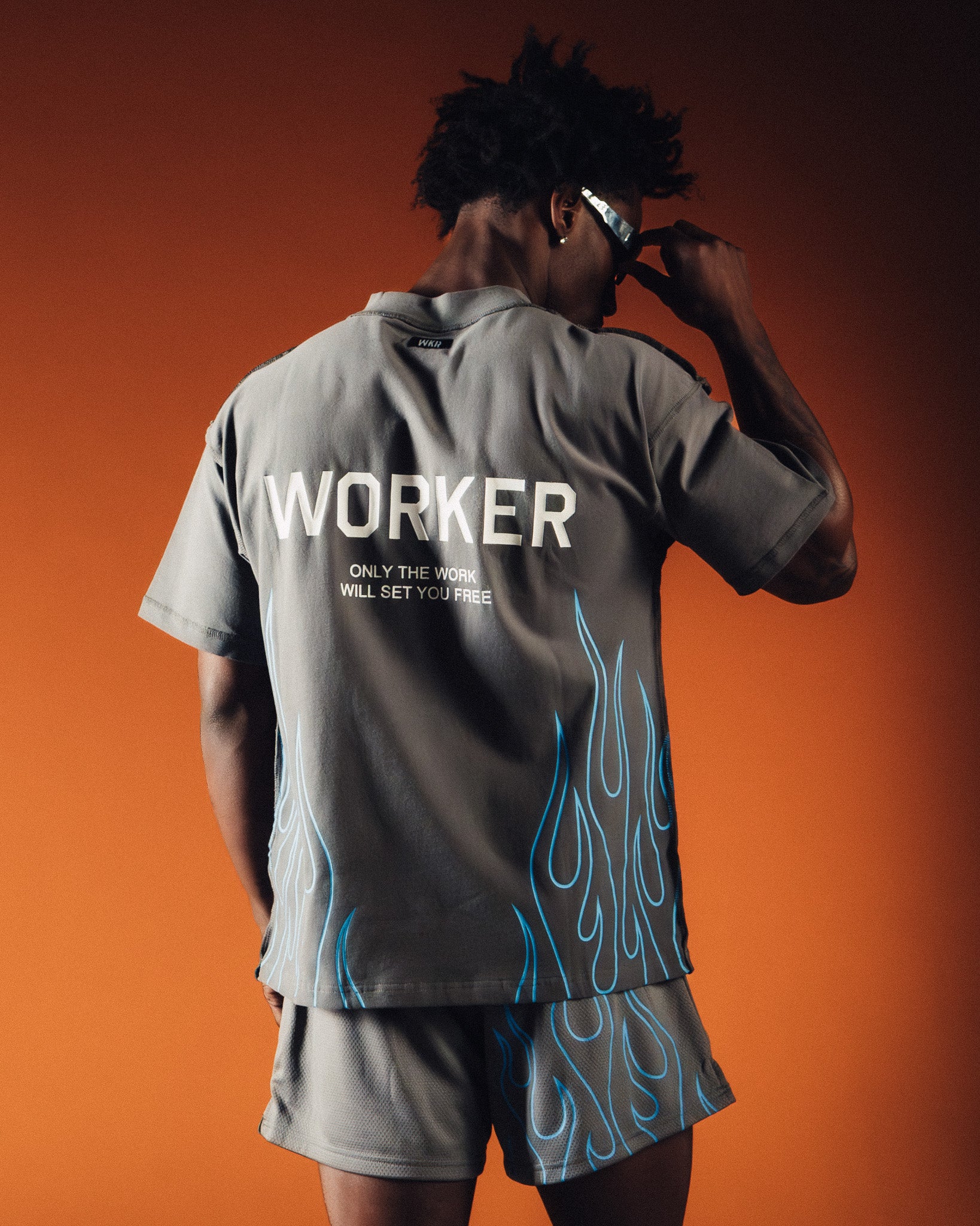 Gray Blue Flame Tee - Image 4